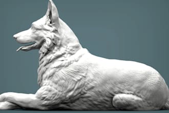 custom animal model, miniature pet, dog sculpture for print in blender, zbrush