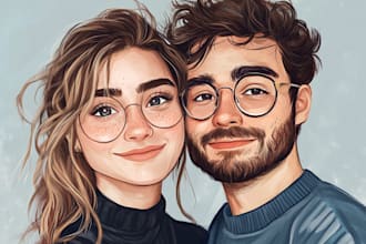 draw couple, group or family to cartoon vector portrait