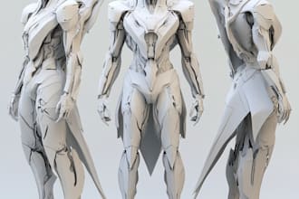 design 3d sci fi mech, robot and creature concept models