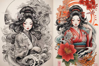 create your japanese custom tattoo design and illustration