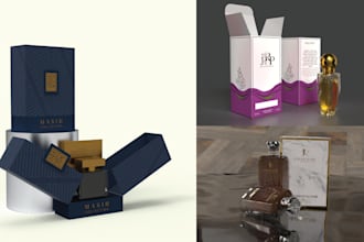 design perfume packaging, box design and label with dieline