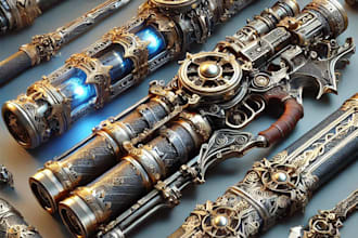 design weapons for 3d print and games for you