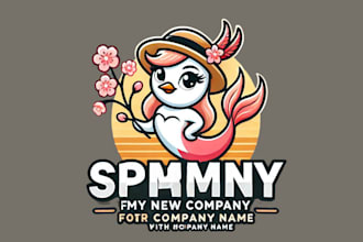 design awesome spring female mascot logo with free vector file