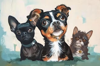 draw your pet portrait in scribble art