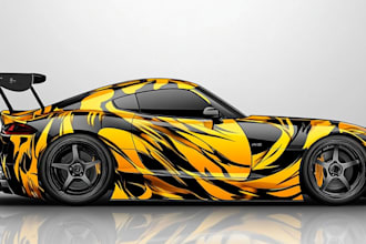 do realistic car design render and wrap in specific theme