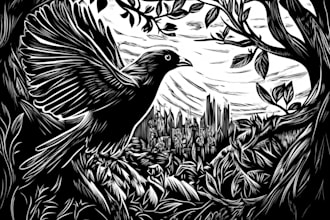 create awesome linocut illustration or linocut imitation