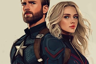 do a comic book superhero illustration marvel comic