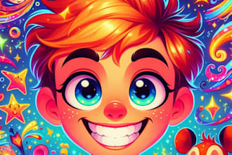 paint disney style character logo and friendship portrait
