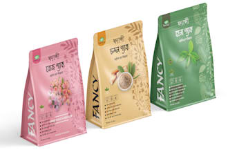 make a label design, cosmetic package, box design, pouch label and bottle label
