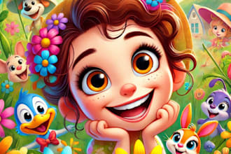 draw beautiful disney character logo and friendship portrait