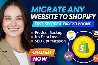 build shopify website, migrate wordpress website, wix to shopify migration