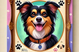 draw pet portrait character logo and friendship portrait