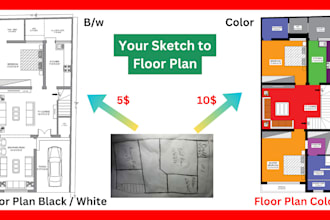 redraw floor plan or shop drawings for real estate agent