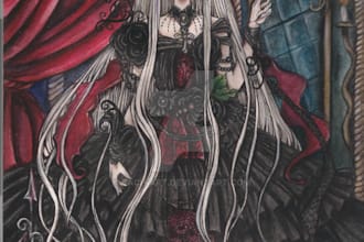 paint in anime manga style in traditional