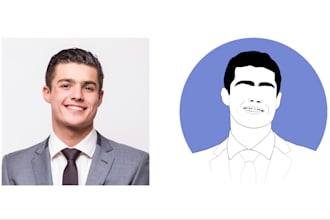 create minimalist cartoon caricature, flat avatar headshot