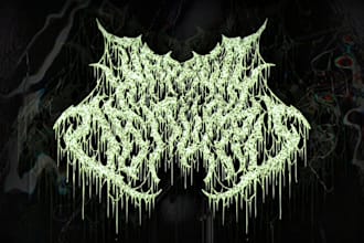create chrome metallic black slaming, goregrind, brutal death metal logo design