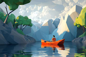 draw professional low poly portrait for you