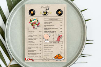 custom digital and printable menus for restaurants, cafes with quick turnaround