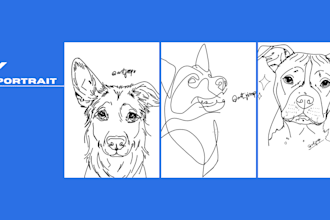 create modern black and white line art of your cat or dog