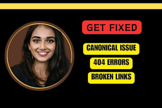 fix canonical issues, 404 error, 301 and indexing issues