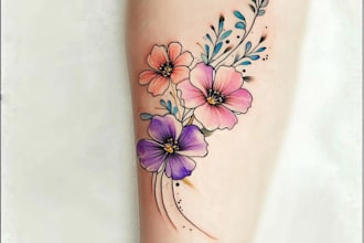 create a beautiful watercolor flowers tattoo design