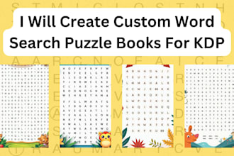 create custom word search puzzle book designs, ready for KDP