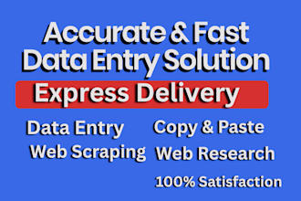do data entry, web research, excel data entry typing work