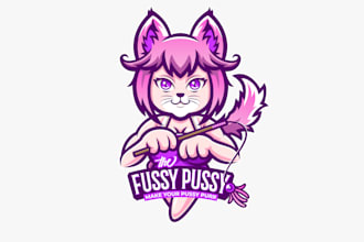 design cartoon cat pet shop company logo