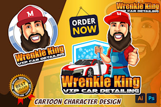 draw custom cartoon mascot, business logo, cartoon design