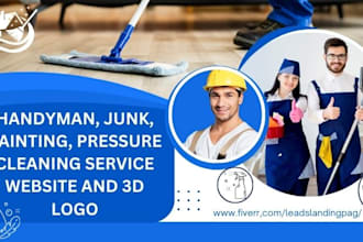 do handyman, junk, painting, pressure cleaning service website and 3d logo