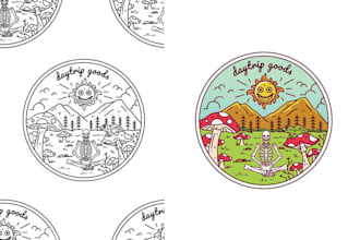 draw modern monoline badge vintage retro logo for you