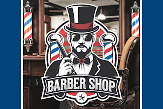 custom minimalist barber shop logo design