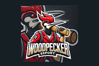 do unique woodpecker mascot logo delivered in just two day