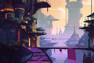 design environment concept art, background and illustration