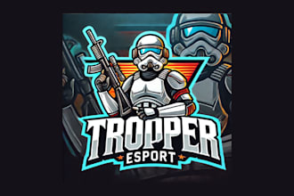 do unique trooper esport mascot logo with free vector file