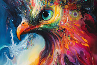 create custom vibrant animal abstract art with mid journey