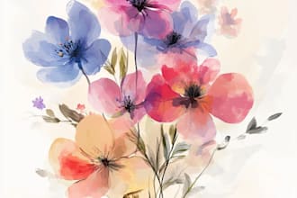 paint digital watercolor illustration of flowers