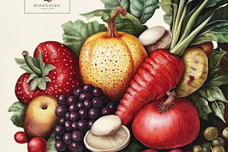 paint amazing fruits, vegetables, mushrooms or plants