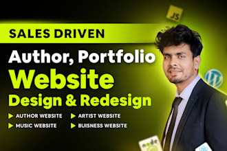 design author, business website, music website, portfolio or booking website