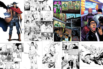 draw graphic novel comic page, colored book illustration, nsfw anime manga art
