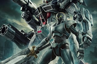 create illustration and concept mecha, gundam, and robot