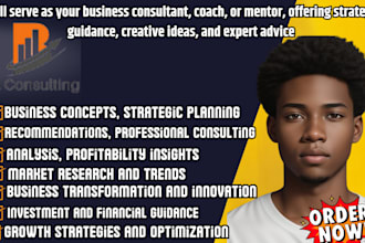 be your business consultant, coach or mentor for strategy, ideas and advice