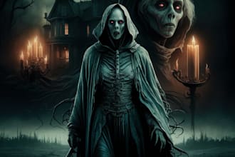 create detailed dark art and heavy metal horror illustration