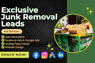 generate trash junk removal leads junk removal website junk removal landing page