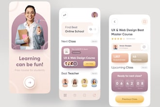 develop custom educatioal app, elearning app, online course app, coaching app