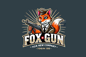 make an amazing fox gun mascot logo design in 12 hours