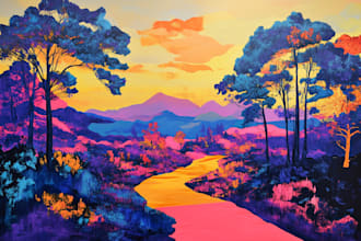 make vector pop art style landscape environment art
