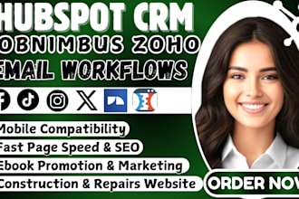 hubspot CRM, jobnimbus workflows, zoho landing page, email automation CRM expert