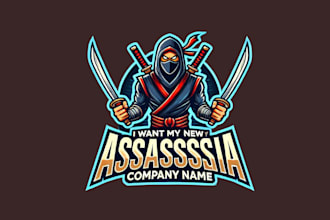 design awesome ninja assassin mascot logo only 15 hours