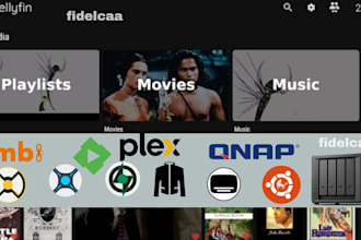 setup jellyfin, plex, emby on qnap, synology nas ubuntu with sonarr, radarr ombi